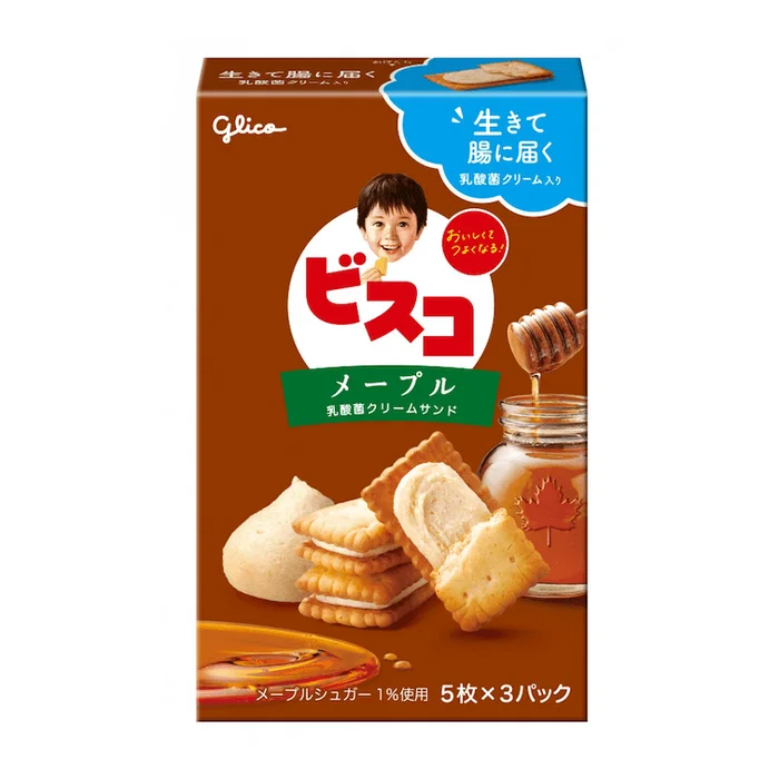 GLICO Children's Breakfast Lactobacillus Maple Sugar Flavor Sandwich Biscuits 15 pieces
