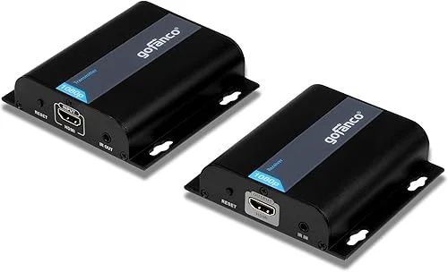 gofanco HDMI Extender Over IP Ethernet Balun – 1080p, Up to 394ft (120m), 1 to Many Over Gigabit Switch or 1 to 1 Extender Over CAT5e/6/7, Network LAN, IR Extension, HDMI Over IP (HDbitTv2)