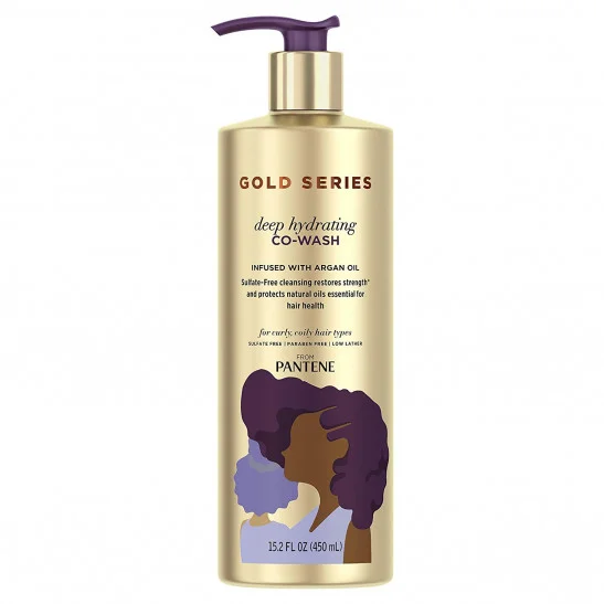 Gold Series from Pantene Sulfate-Free Deep Hydrating Co-Wash with Argan Oil for Curly, Coily Hair, 15.2 fl oz