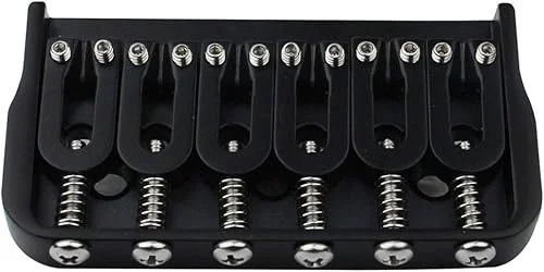 Guyker 6 String Guitar Fixed Bridge – Metal Hardtail Bridges Replacement Part for Electric Guitar (Black)