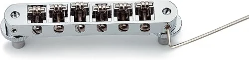 Guyker Tune-O-Matic Roller Saddle Bridge – String Space 10.5mm Guitar Bridges with Post Hole 4.2mm Replacement Compatible with Les Paul LP SG 6 String Electric Guitar GM015, Chrome