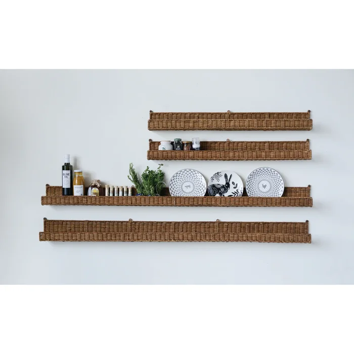 Handwoven Rattan Wall Shelf – 60.0″L x 5.0″W x 4.0″H