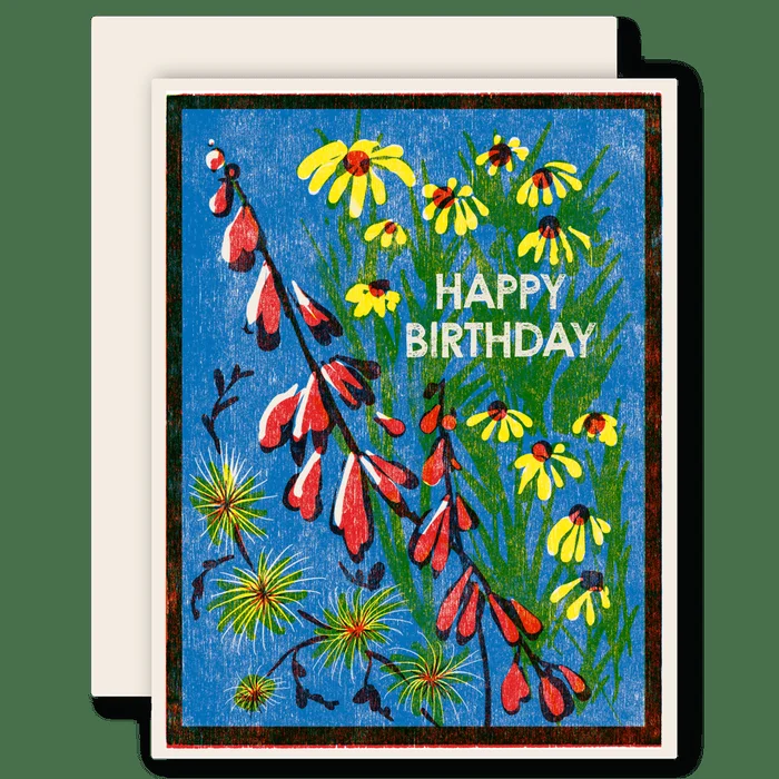 Happy Birthday (Blue Sky Wildflowers) Letterpress Card