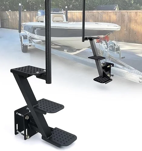 Heavy-Duty Boat Trailer Steps with Handle, Easy Installation,Universal Fits for Trailers Tongue Step, Patent Pending
