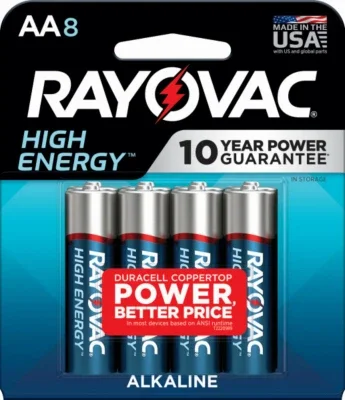 High Energy Aa (double A) Alkaline Batteries, 8-pk.