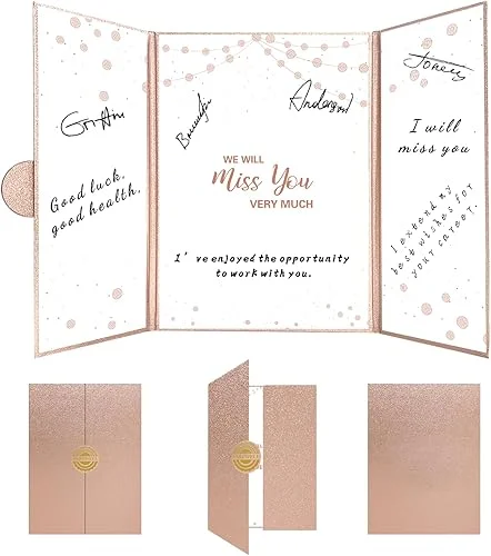 Holkcog Farewell Guest Book Alternative, Farewell Gifts for Coworkers Friends, Rose Gold We Will Miss You Signature Board, Happy Retirement Party Decorations, Going Away，Farewell Card for Women Men
