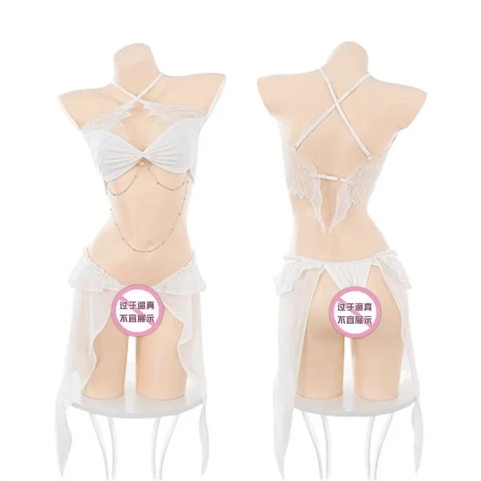 Holy Seraph Three-point Suit Sexy Lingerie Sexy See-through Revealing Breasts And Buttocks