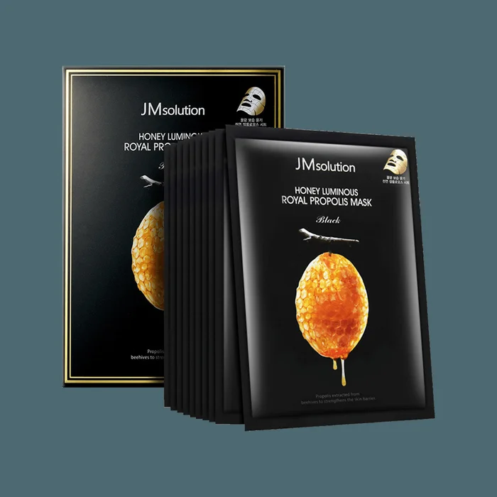 Honey Luminous Royal Propolis Mask, Black, 30ml x 10 Sheets