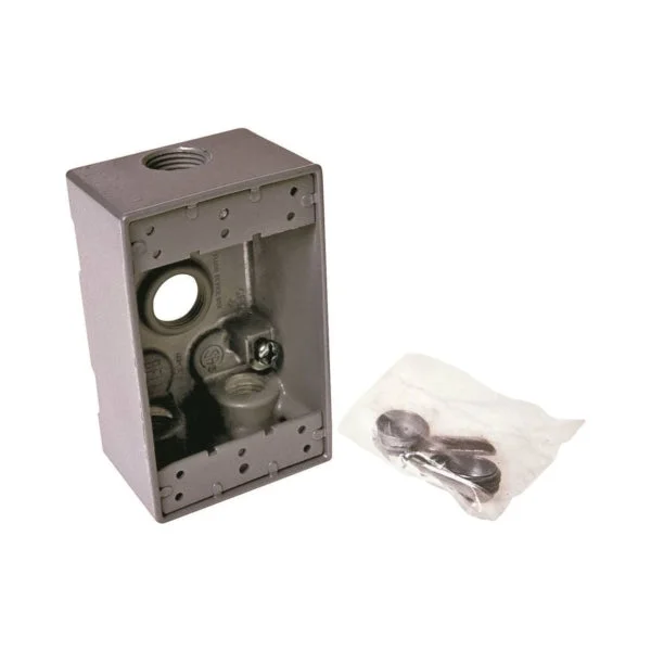 HUBBELL 5321-0 Weatherproof Box, 4 -Outlet, 1 -Gang, Aluminum, Gray, Powder-Coated