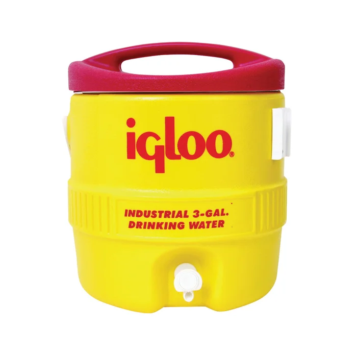 IGLOO 400 Series 00000431 Water Cooler, 3 gal Tank, Drip Resistant Spigot, Polyethylene, Red/Yellow