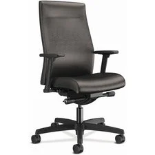 Ignition 2.0 Upholstered Mid-back Task Chair With Lumbar, Supports 300 Lb, 17″ To 22″ Seat, Black Vinyl Seat/back, Black Base