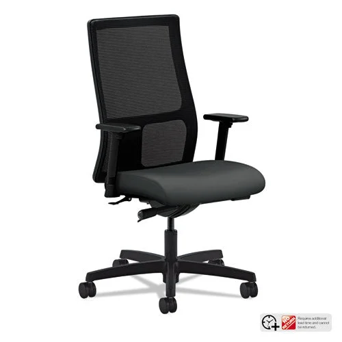Ignition Series Mesh Mid-back Work Chair, Supports Up To 300 Lb, 17.5″ To 22″ Seat Height, Iron Ore Seat, Black Back/base