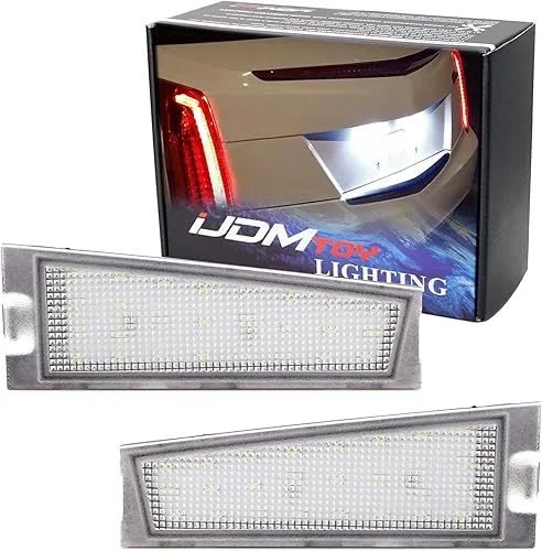 iJDMTOY OEM-Fit 3W Full LED License Plate Light Kit Compatible With 2008-2010 Cadillac CTS CTS-V Sedan, Powered by 18-SMD Xenon White LED Diodes