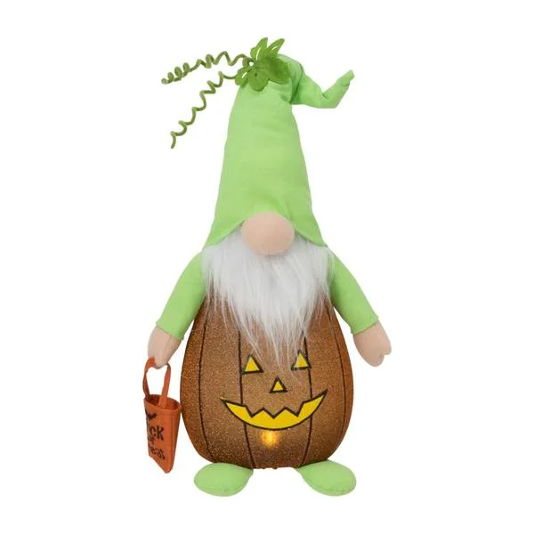 Illuminated Color Changing LED Plush Jack O Lantern Gnome Figurine