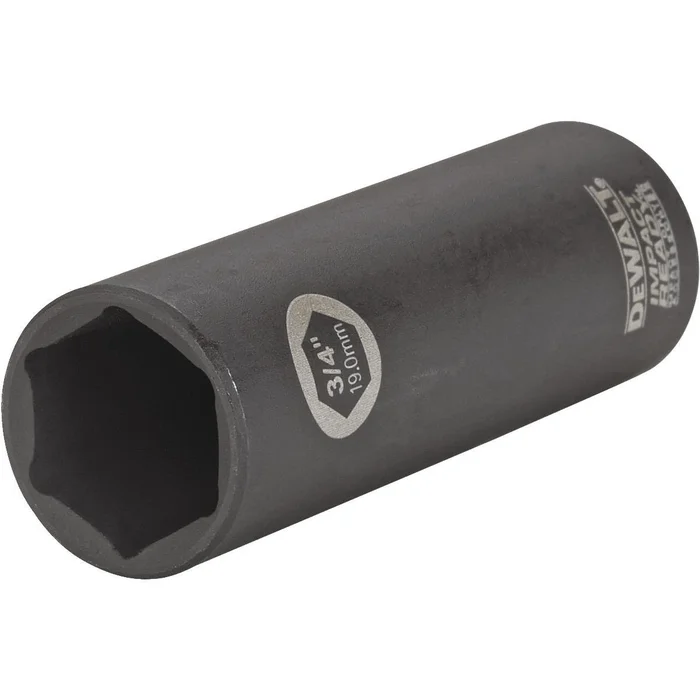 Impact Ready Dw22902 Impact Socket, 3/4 In Socket, 1/2 In Drive, Square Drive, 6-point, Steel, Black Phosphate