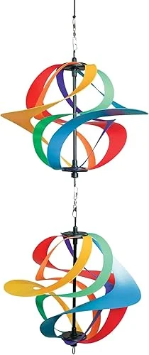 In the Breeze 2478 — Red, White and Blue Poly Vortex Single Spinner — Mesmerizing and Colorful Hanging Wind Spinner…