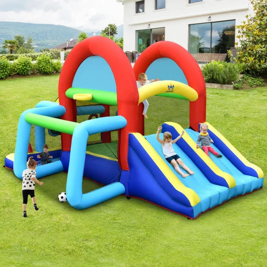 Inflatable Jumping Castle Bounce House with Dual Slides without Blower