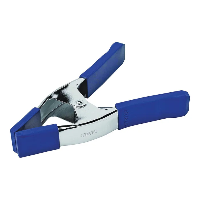 IRWIN 222803 Spring Clamp with Soft Grip Pad, 3 in Clamping, Steel, Blue/Silver