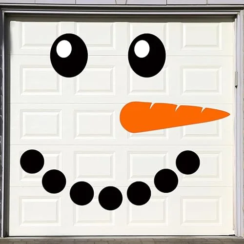 Jumbo Snowman Face Garage Door Magnet Decoration Magnetic Winter Garage Door Decoration Snowman Magnet Sticker Decals for Refrigerator Car Window Home Indoor Outdoor Party
