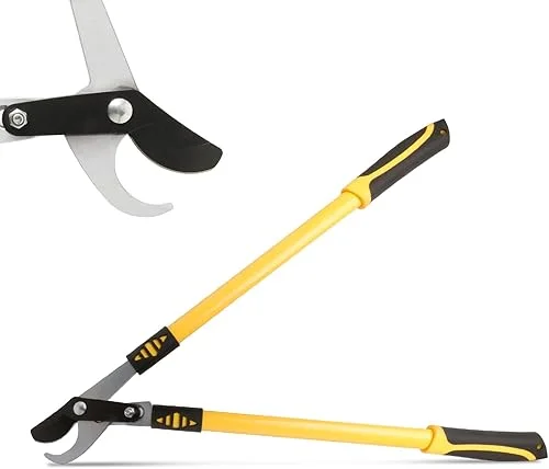 KBCSUN 28.7'' Garden Bypass Lopper Steel Blade, Tree Trimmer Pruning Shears 2 Inch Cutting Capacity, Heavy Duty Anvil Tree Branch Cutter, Hand Loppers Garden Tools – Black Yellow
