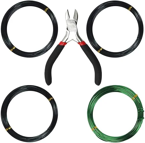 Kebinfen® Bonsai Training Wire Bonsai Wire kit for Bonsai Tree, with Bonsai Wire Cutter – Bonsai Wires Size 1.0 mm/ 1.5 mm/ 2.0 mm (128 Feet Total), Anti-Corrosion and Rust Resistant