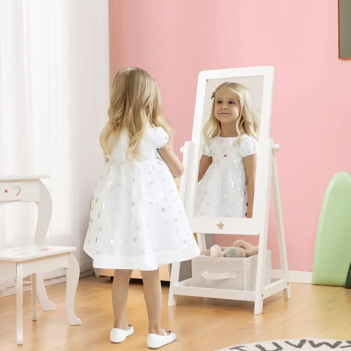 Kids' Freestanding Mirror with Storage