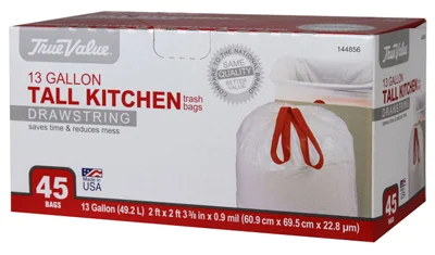 Kitchen Trash Bags, Drawstring, 13 Gallons, 45-ct.