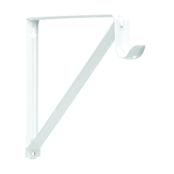 Knape & Vogt RP-0045-WT Shelf and Rod Bracket, 250 lb, 12 in L, 10 in H, Steel, Powder-Coated
