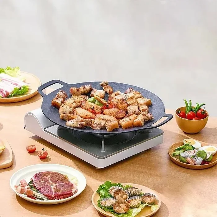 Korean BBQ Plate for Frying and Grilling, Compatible with Induction Cooktops and Gas Stoves 33cm