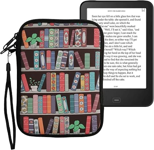 kwmobile Neoprene e-Reader Pouch Size 6′ eReader – Universal eBook Sleeve Case with Zipper, Wrist Strap – Blue/Green/Dark Pink