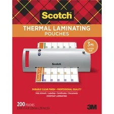 Laminating Pouches, 3 Mil, 9″ X 11.5″, Gloss Clear, 200/pack