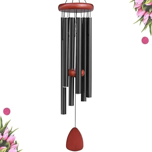 Large Aluminium Wind Chimes Outside, Soothing Melodic Wind Chime, Suitable Outdoor Garden Patio Decor, Gift for Mom Women Neighbors (36 Inches Black)