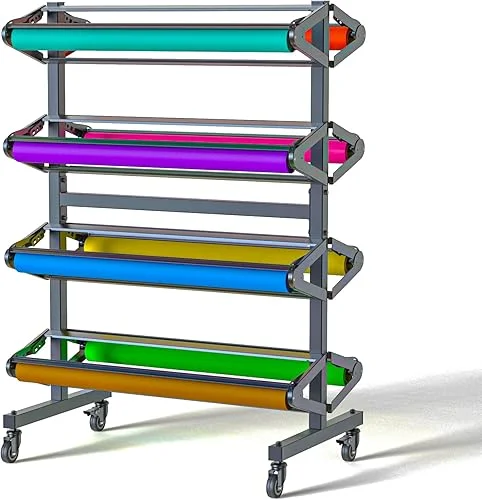 Large Paper Roll Dispenser Art Paper Roll Holder Roll Rack for Up to 8 Roll 36 Inch W x 9 Inch Dia Craft Paper Roll Rack for Butcher Paper Wrapping Paper Crafting Paper Vinyl Paper