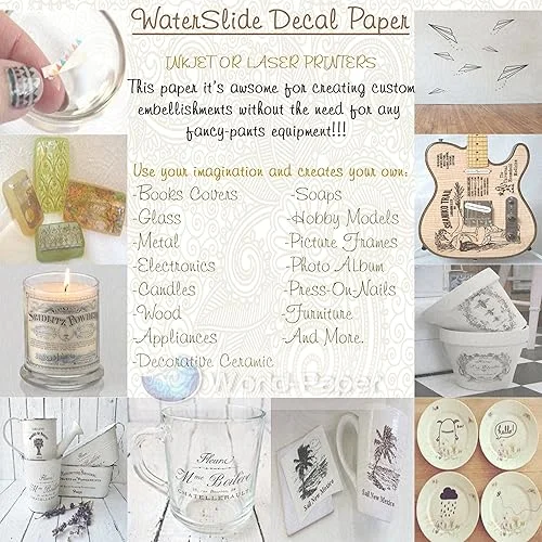 Laser Waterslide Decal Paper WHITE 5 Sheets Package 11 x 17*