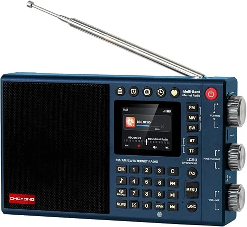 LC90 Multi-Band Smart Internet Radio WIFI/4G,AM/FM,LW & Portable Shortwave Radio Receiver with SSB Single Side Band,Bluetooth, Micro-SD,All World Radios,Digital Radio choyoung (Blue)