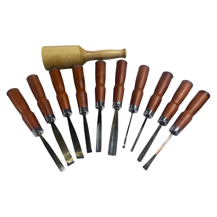 Leather Tipped Handle Pro Wood Carving Set of 11 K3