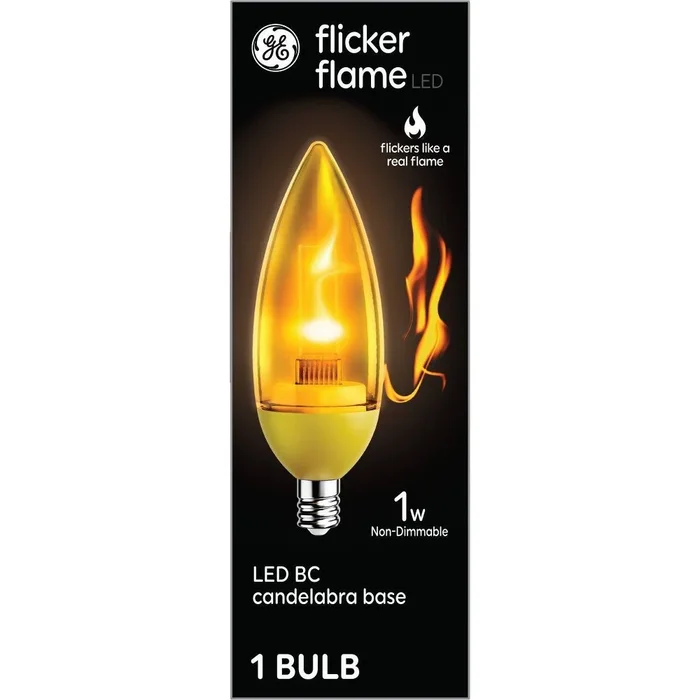 Led Bullet Shape Light Bulb Flicker Flame Effect Candelabra Base 1 Watt