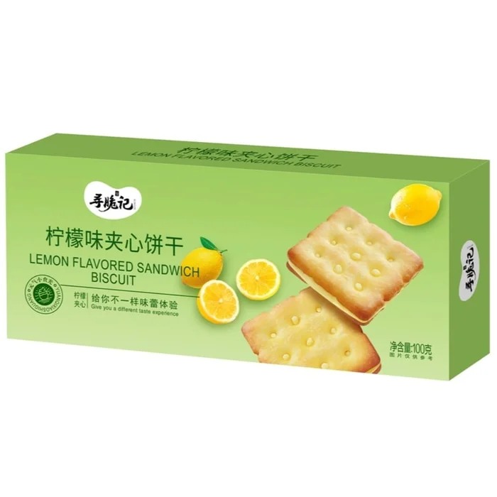 Lemon Flavor Sandwich Biscuit Office Snack 100g*1 box