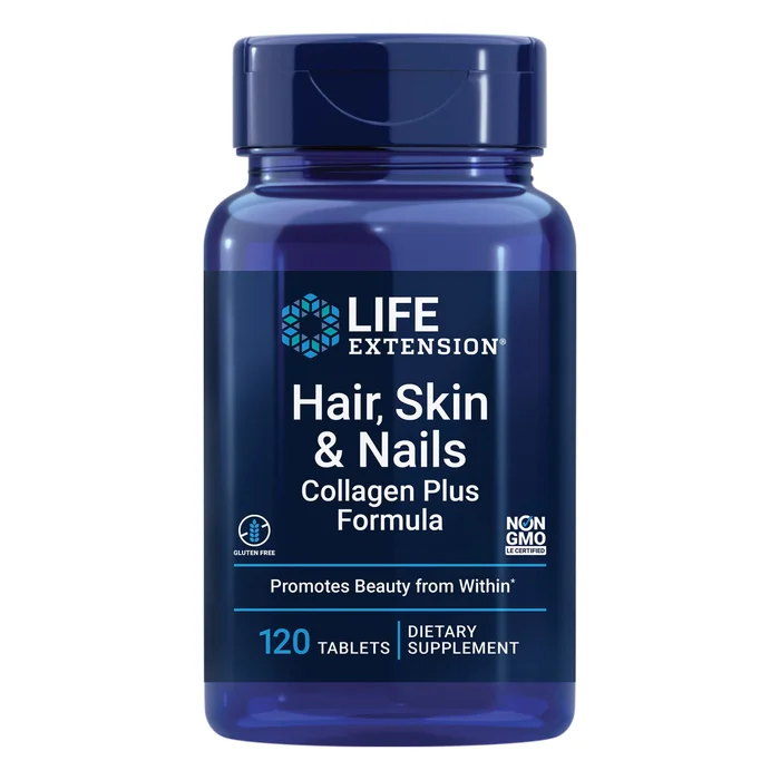 Life Extension Hair, Skin & Nails Collagen Plus Formula – Promotes Collagen & Keratin Health – with Niacin, Vitamin B6, Biotin, Calcium & Zinc – Non-GMO – 120 Count(Pack of 1)