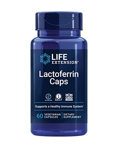 Life Extension Lactoferrin Caps 300mg – Lactoferrin Supplement From Bovine Whey – For Healthy Immune System Support and Eye Health – Gluten-Free, Once Daily, Non-GMO, Vegetarian – 60 Capsules
