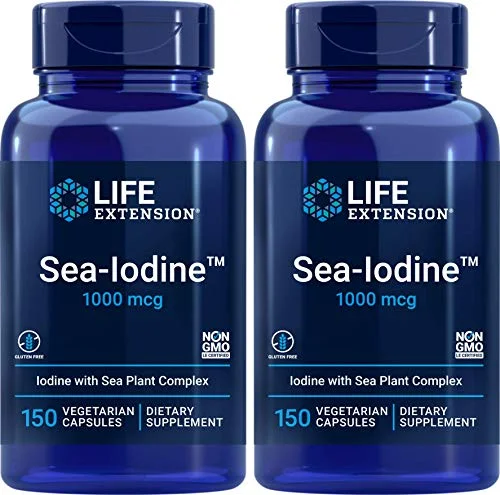 Life Extension Sea Iodine 1000 mcg, 150 Veg Caps (Pack of 2) – Natural Iodine Supplement from Kelp and Bladderwack