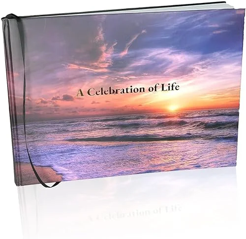 Lifetoo Ocean Funeral Guest Book w/Pen (12′ x 8′, 400+ Guests), Celebration of Life Guest Books, Memorial Service Guest Book Sign for Funerals | Guest Book for Funeral, Memory Book for Funeral Guest