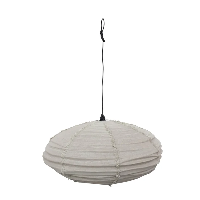 Linen and Cotton Pendant Lamp with Frayed Edges – 32.0″L x 32.0″W x 16.5″H