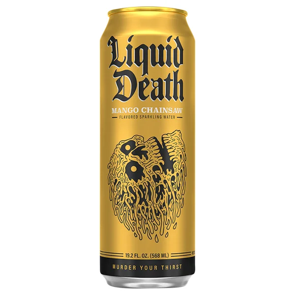 Liquid Death Sparkling Water, Mango Chainsaw
