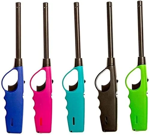 Long Lighters Pack, 5 Pack of Butane Refillable Fire Lighters, Ideal as Multipurpose Utility Lighters BBQ Lighters Grill Lighters Kitchen Lighters, Multicolor, Large