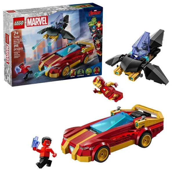 Marvel Iron Man Car & Black Panther vs. Red Hulk Super Hero Building Toy 76310