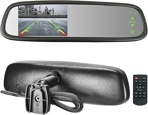 Master Tailgaters 10.5′ OEM Rear View Mirror with 4.3′ LCD Screen | Slim Mirror| Rearview Universal Fit | Auto Adjusting Brightness LCD | Anti Glare | Full Mirror Replacement