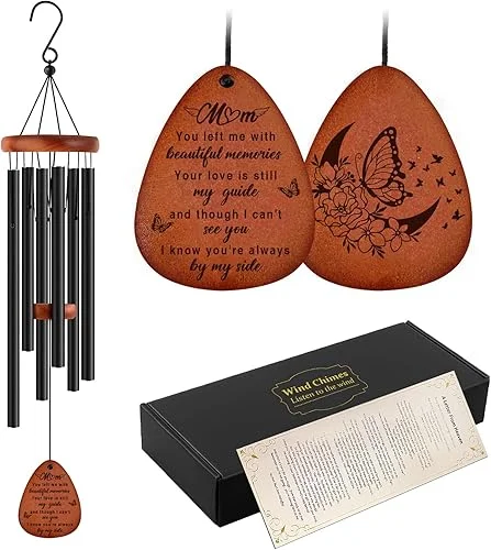 Memorial Gifts for Loss of Mom,Memorial Wind Chimes 25'', Sympathy Gifts for Loss of Mother, Home Decor Outdoor Garden, Soothing Melodic Tones with Mute Option