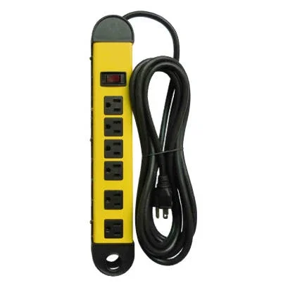Metal Power Strip With Six Outlets For Multiple Device Connections