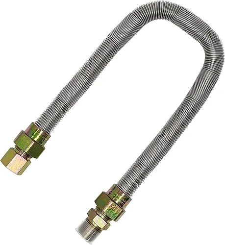 Midwest Hearth Whistle Free Flexible Gas Line (1/2′ ID x 5/8′ OD) Stainless Steel (24′ Long)